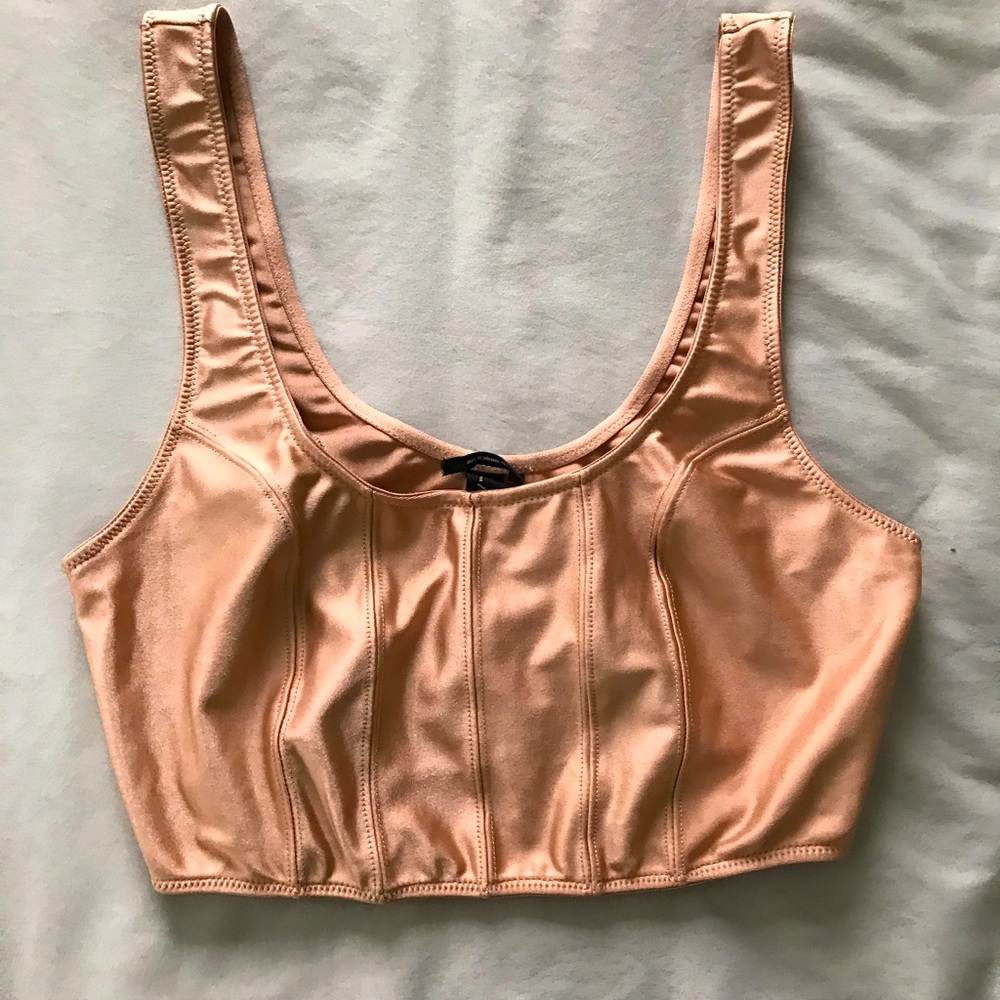 CUTE CORSET LOOK TANK TOP CROPPED